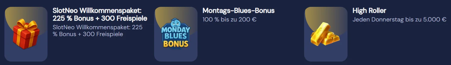 SlotNeo Casino Boni und Aktionen